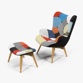 Grant Featherston Contour Lounge Chair Fabric Multicolour 3D