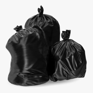 3D Tied Closed Black Trash Bags model