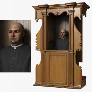 3D model Confessional Booth with Priest