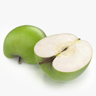 3D Half Sliced Green Apple model