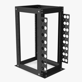 Open Frame Server Rack 24U Empty 3D