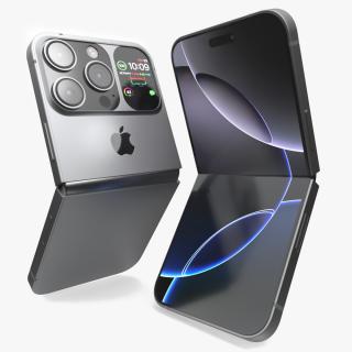 Apple iPhone Flip Midnight Black Rigged 3D model