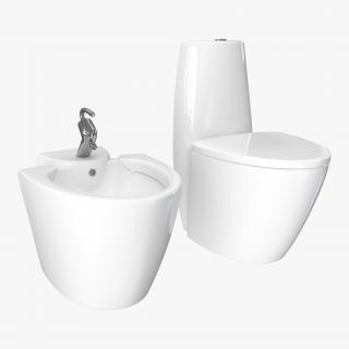 3D model One Piece Wc Toilet And Bidet White