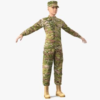 3D model Female US Soldier Camouflage Rigged