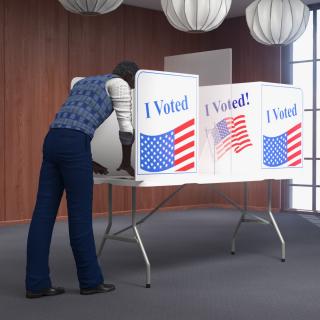 Afro American Man with Voting Table Rigged 3D