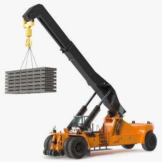 3D Reachstacker Lifts Concrete Slabs model