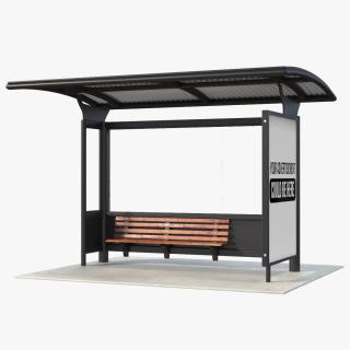 3D Bus Stop with Advertisement Board Black New model