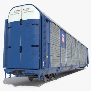 3D Autorack Railroad Car Blue