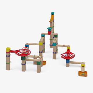 3D model Wooden Marble Run Toy Set