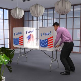 Man with Voting Table Fur Rigged 3D