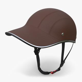 Brown Leather Protective Moped Helmet 3D