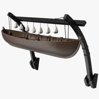 Wooden Gantry Crane with Boat 3D model