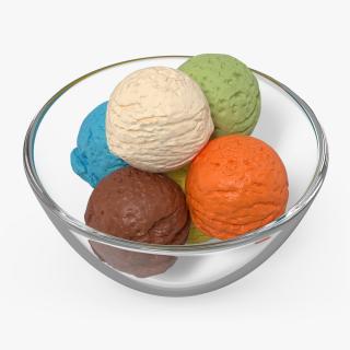 Ice Cream Balls in Glass Bowl 3D model