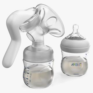 3D Philips Avent Manual Breast Pump and Baby Bottle with Milk model