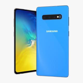 3D Blue Samsung Galaxy S10 Plus model