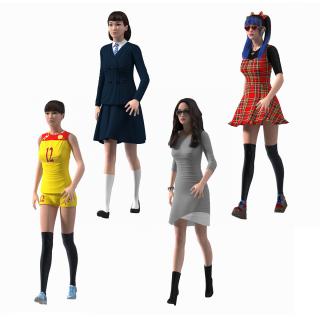 3D Rigged Chinese Woman Collection 2 model