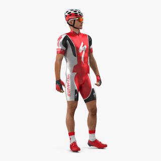 3D Bicyclist in Red Suit Rigged model