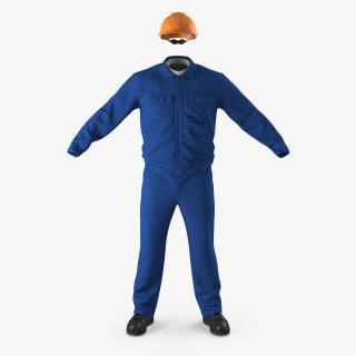 Boiler Suit Coverall with Safety Helmet 3D model