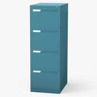 3D model Filing Cabinet 4 Drawer Blue 2