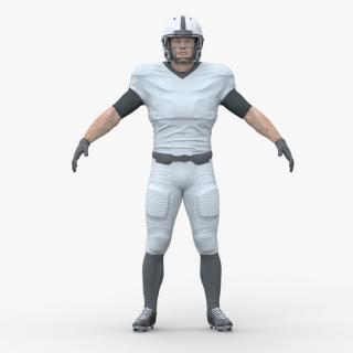 3D model Man White Uniform T-Pose American Football Players