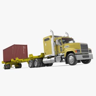 3D model Freight Truck with Trailer and Container