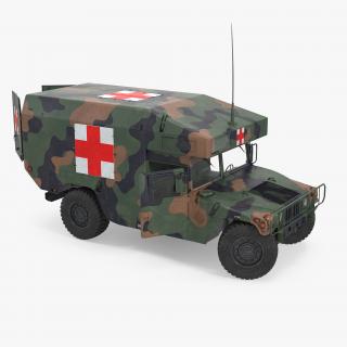 3D model Ambulance Military Car HMMWV m997 Rigged Camo