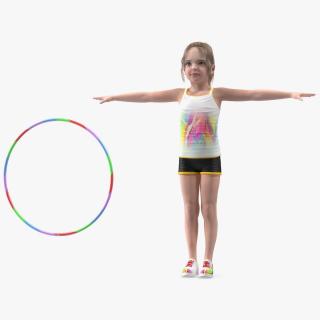 Child Girl With Hoop Rigged 3D