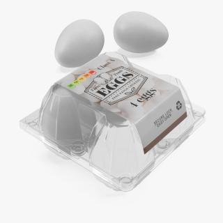 Egg Plastic Packaging with white Eggs 3D