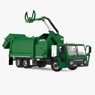 3D model Refuse Truck Electric Green Simple Interior Rigged