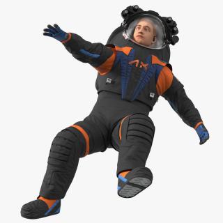 3D model NASA Spacesuit Axiom on Astronaut Falling Pose Fur