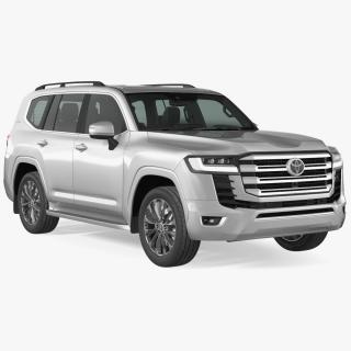 3D model Toyota Land Cruiser Silver Light On