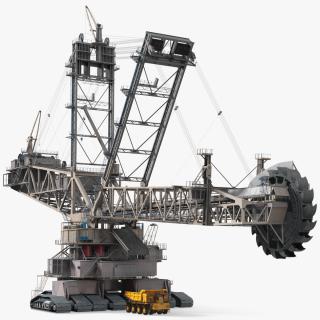 3D model Mining Multi Bucket Wheel Excavator with Mining Truck Rigged