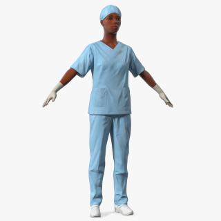 3D Female Nurse in Scrubs Fur