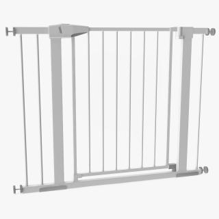 Metal Baby Gate with White Plastic Pattern 3D