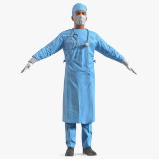 3D model Male Surgeon In Mask