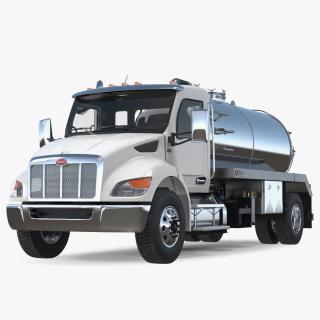 White Vacuum Truck Peterbilt 537 Rigged 3D model