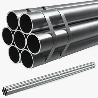 3D model Thick Steel Pipes Bundle 6 Meters 2