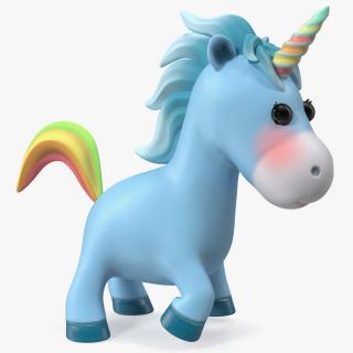 Blue Cartoon Unicorn Rigged 3D