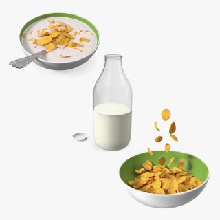 3D Breakfast Cereals with Milk Collection model