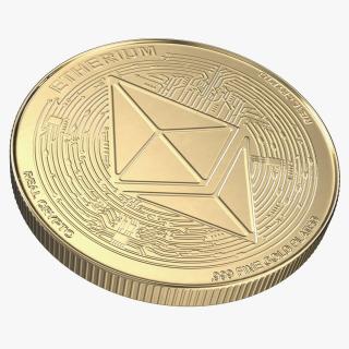 Ethereum ETH Cryptocurrency Golden Coin 3D model