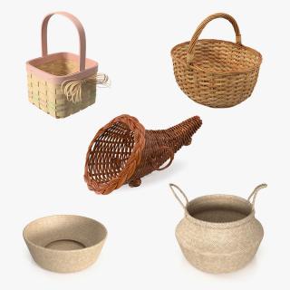 Wicker Baskets Collection 3 3D