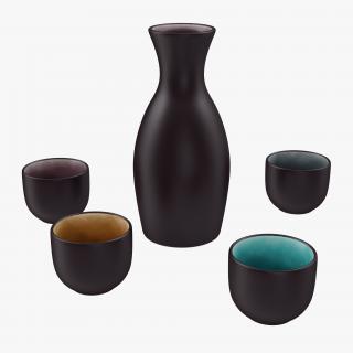 5 Piece Ceramic Sake Set 3D model