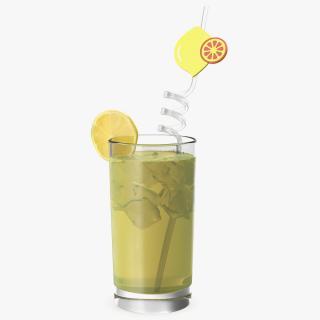 3D Lemonade with Fruit Plastic Straw model