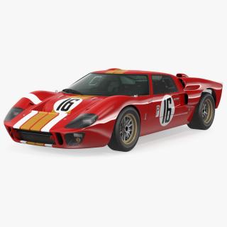 3D Ford GT40 Racing Car Red Rigged