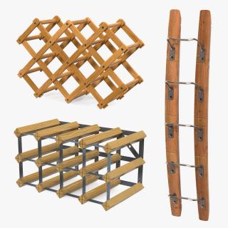 3D model Wooden Wine Racks Collection 2