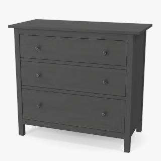 3D Ikea Hemnes 3 Drawer Chest Dark Gray