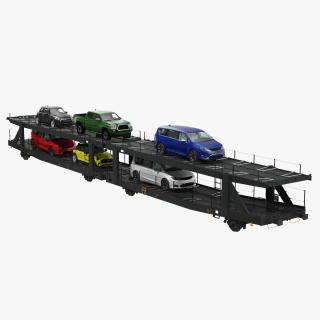 Autorack Car Transporter with Cars 3D model