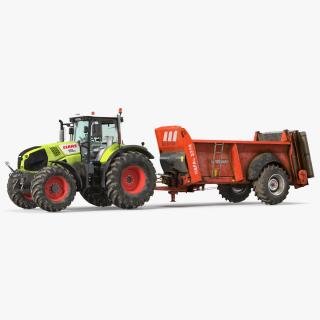 3D Tractor Claas Axion 800 with Sodimac Rafal 3300 Spreader Rigged(1)