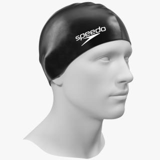 Speedo Black Silicone Swimming Cap on Mannequin 3D