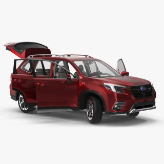 3D model Subaru Forester 2022 Red Rigged for Maya